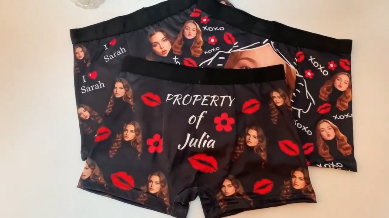 Funny Personalized Face Boxers for Him | Custom Photo Heart Underwear | Anniversary Gift for Husband