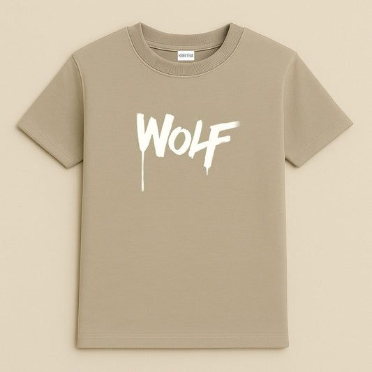 Beige "Wolf" Graphic T-Shirt – Bold Spirit, Soft Comfort