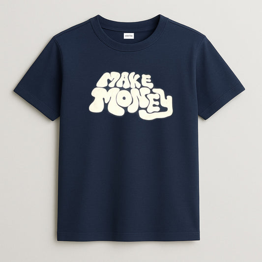 Blue "Make Money" Graphic T-Shirt – Bold &amp; Motivational Streetwear