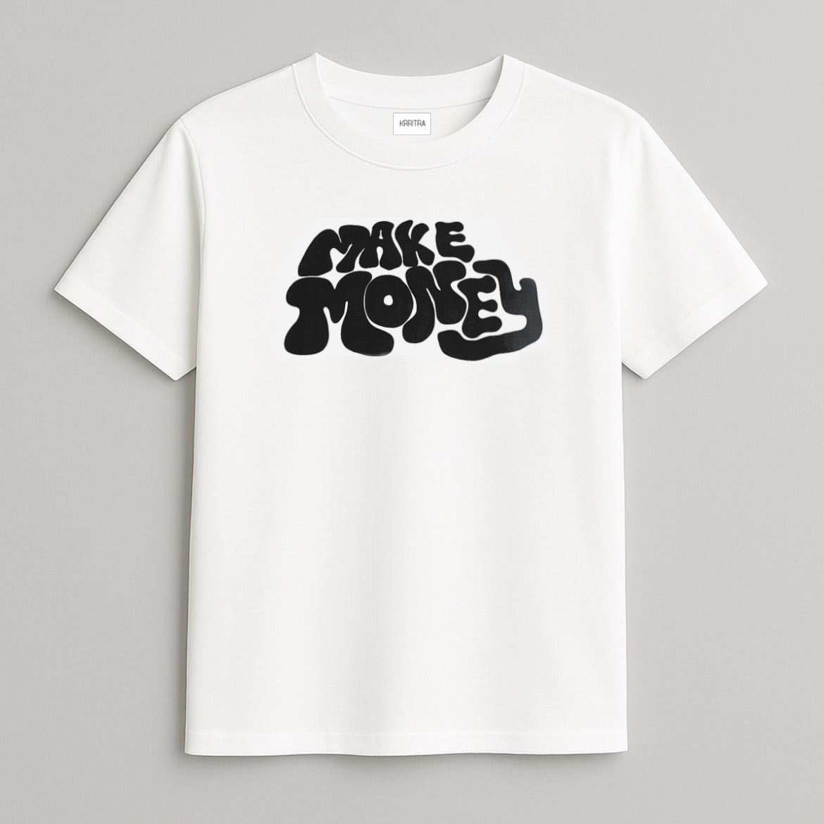 White “Make Money” Graphic T-Shirt – Bold &amp; Motivational Style