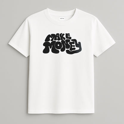 White “Make Money” Graphic T-Shirt – Bold &amp; Motivational Style