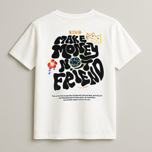 White “Make Money” Graphic T-Shirt – Bold &amp; Motivational Style
