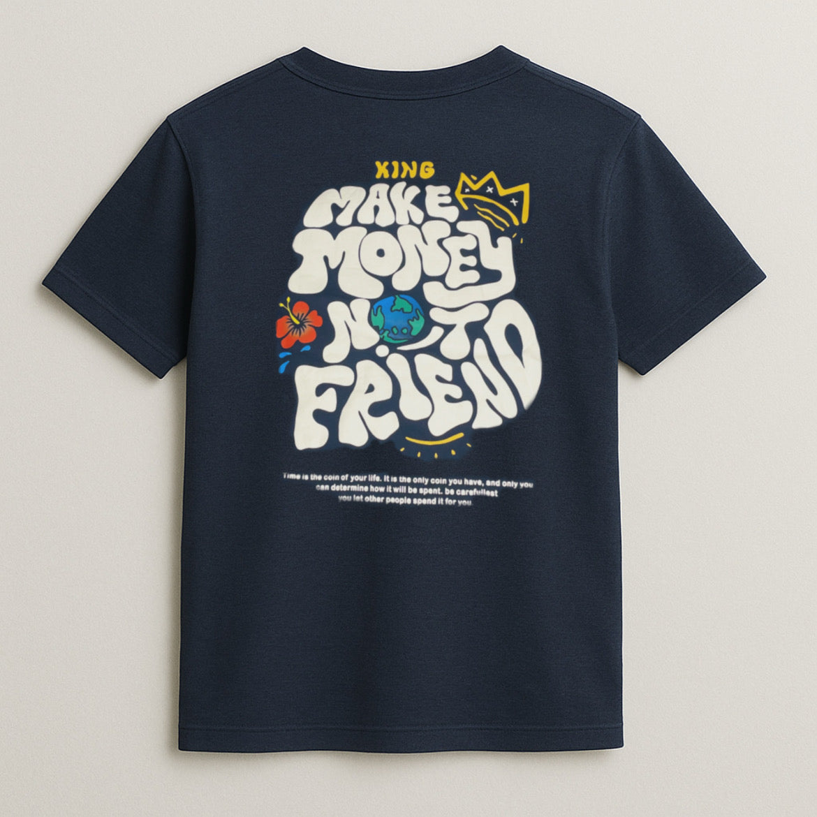 Blue "Make Money" Graphic T-Shirt – Bold &amp; Motivational Streetwear