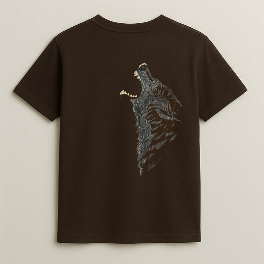 Brown Wolf Graphic T-Shirt – Bold Spirit, Soft Comfort