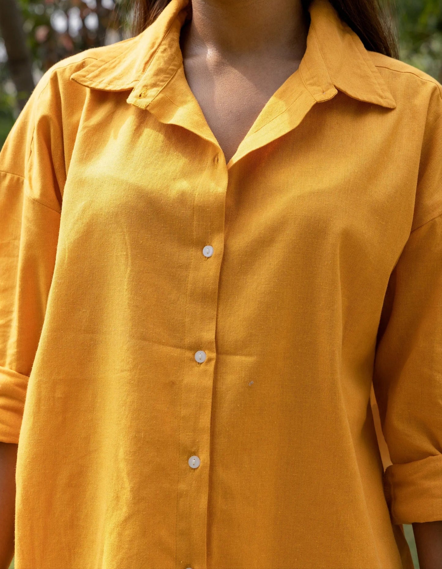 Olive Green Cotton Flex V-Neck Tunic Top for Women