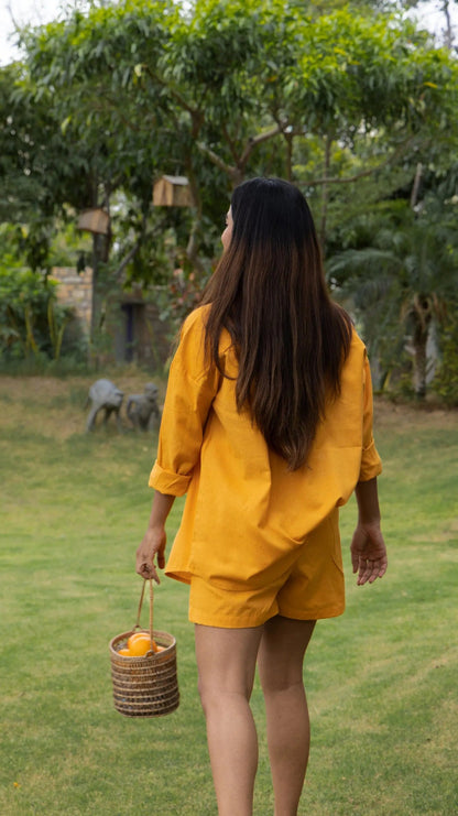 Olive Green Cotton Flex V-Neck Tunic Top for Women