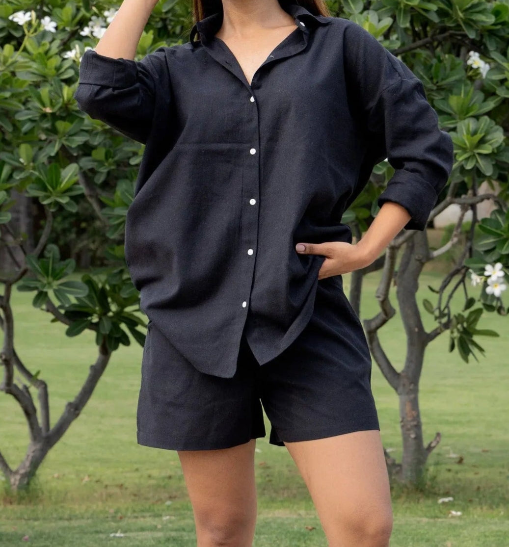 Olive Green Cotton Flex V-Neck Tunic Top for Women