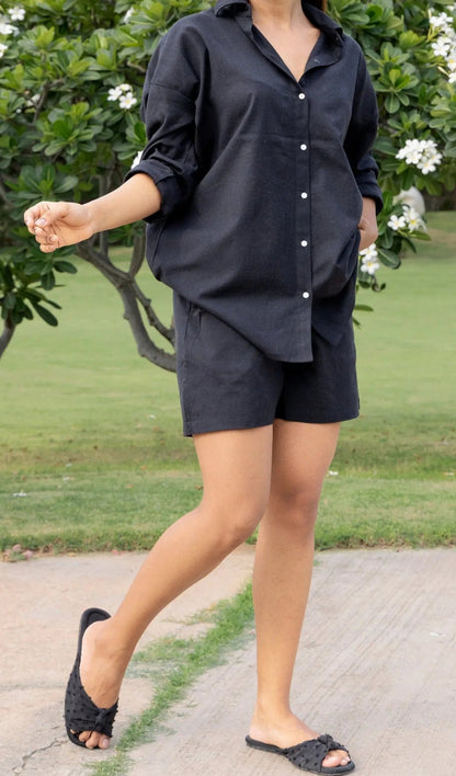 Olive Green Cotton Flex V-Neck Tunic Top for Women