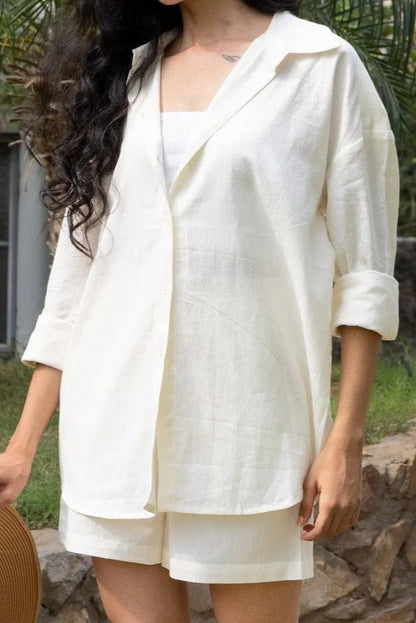 Olive Green Cotton Flex V-Neck Tunic Top for Women