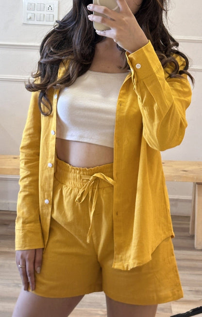 Olive Green Cotton Flex V-Neck Tunic Top for Women