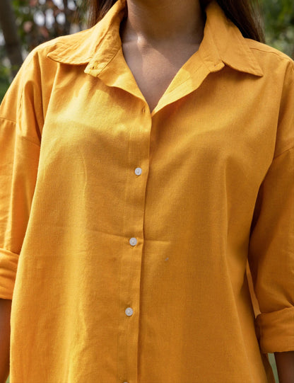 Olive Green Cotton Flex V-Neck Tunic Top for Women