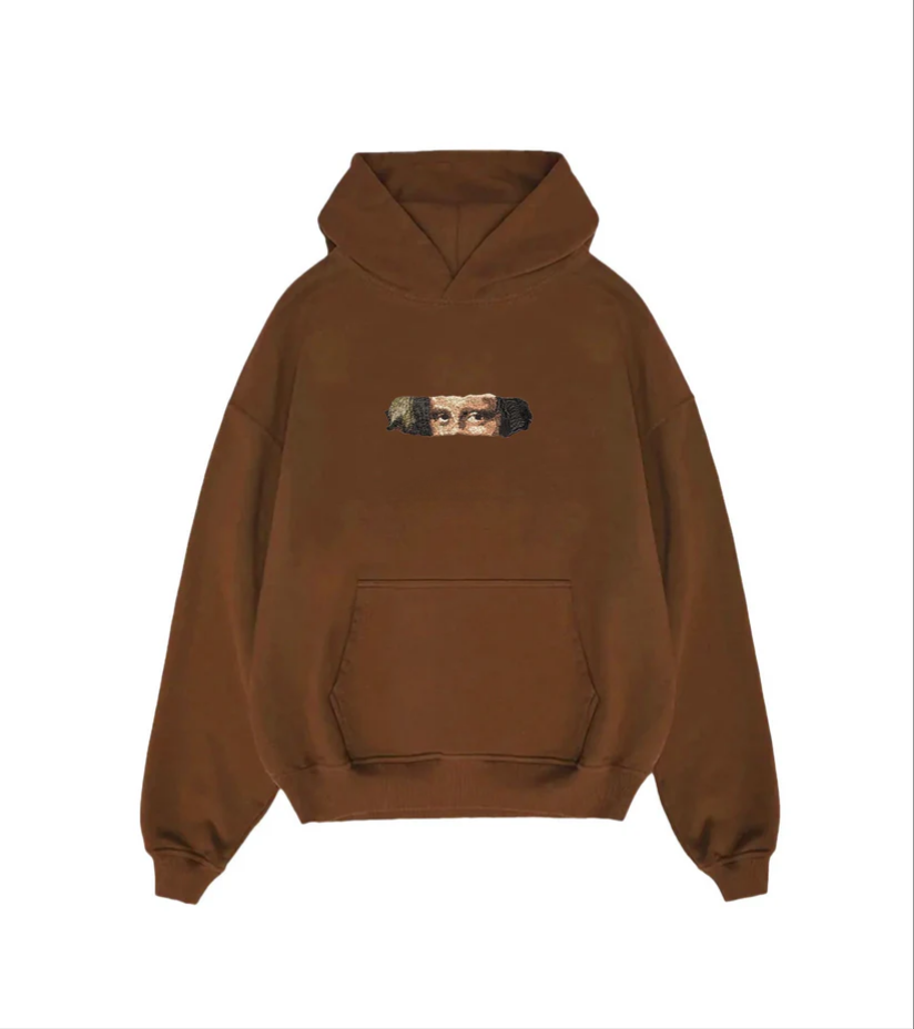 Premium Mona Lisa Eyes Embroidery Black Unisex Hoodie | Oversized Artistic Streetwear Sweatshirt