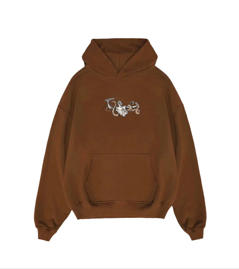 Reaper & Serpent Embroidered Black Unisex Hoodie | Oversized Gothic Streetwear