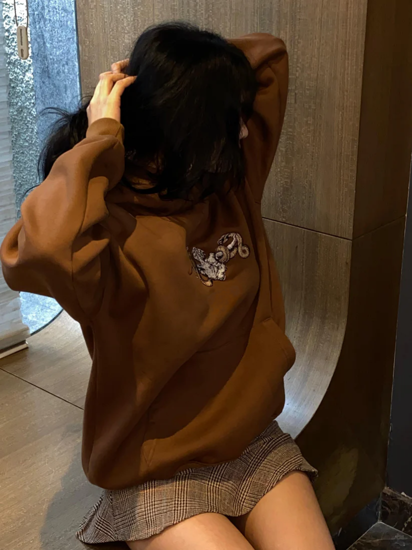 Reaper & Serpent Embroidered Black Unisex Hoodie | Oversized Gothic Streetwear