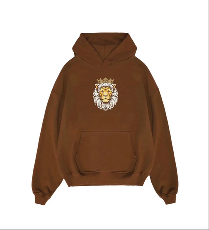 Oversized Lion King Embroidery Hoodie | Premium Black Urban Luxury Sweatshirt