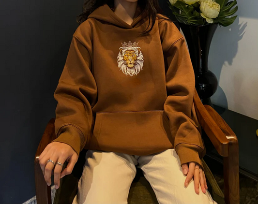 Oversized Lion King Embroidery Hoodie | Premium Black Urban Luxury Sweatshirt
