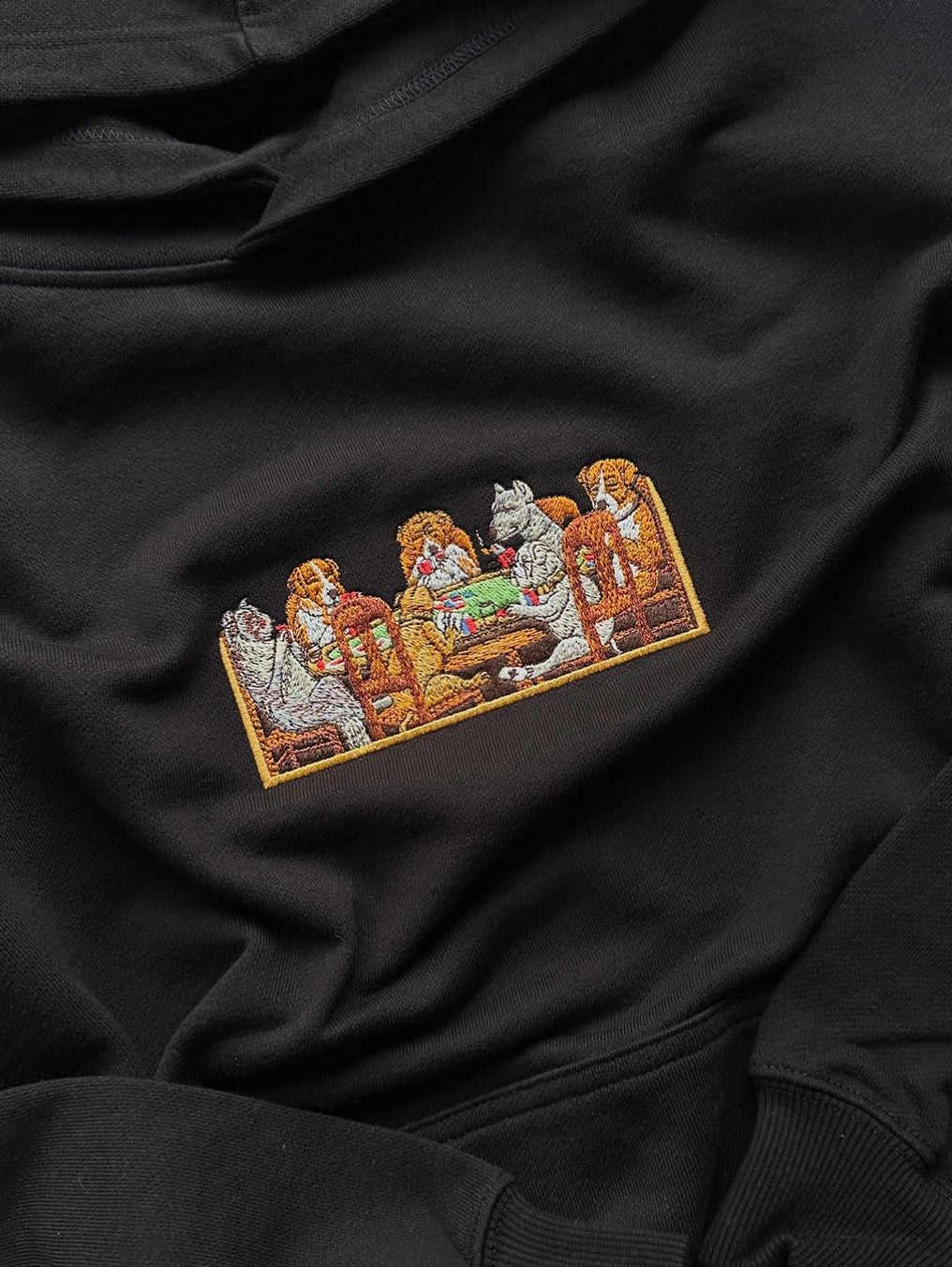 Premium Canine Card Game Embroidery Hoodie | Oversized Dog Lover Gift Sweatshirt