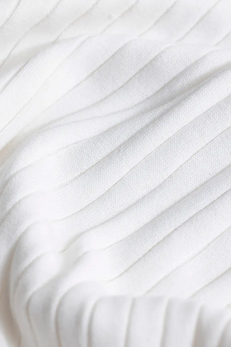 Krritra's Ribbed Knitted White Polo T-Shirt