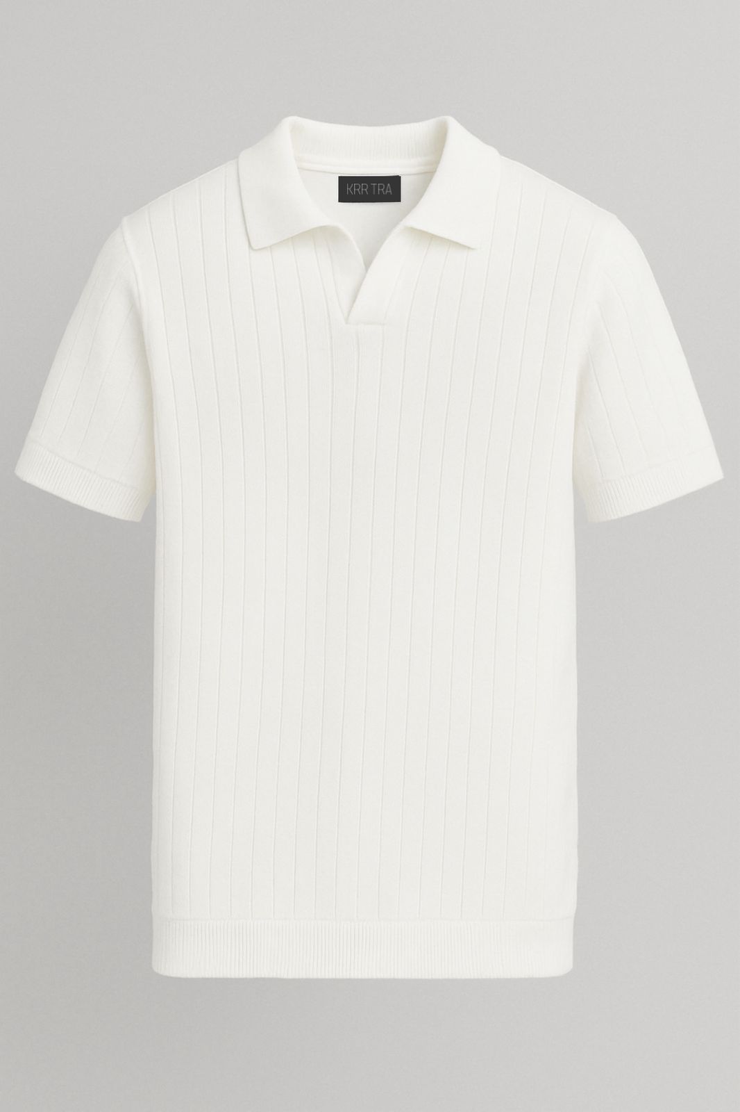 Krritra's Ribbed Knitted White Polo T-Shirt