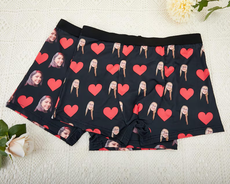 Custom Face Boxers | Personalized Photo Underwear for Men | Funny I LOVE YOU Gift for Boyfriend/Husband