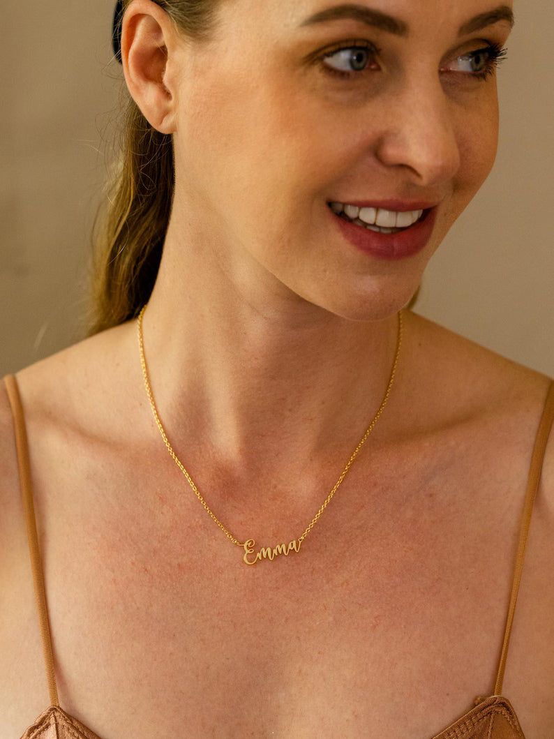 Signature Name Necklace | Custom Handwritten Font Nameplate | Personalized Minimalist Jewelry for Her