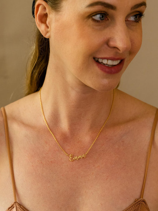 Signature Name Necklace | Custom Handwritten Font Nameplate | Personalized Minimalist Jewelry for Her