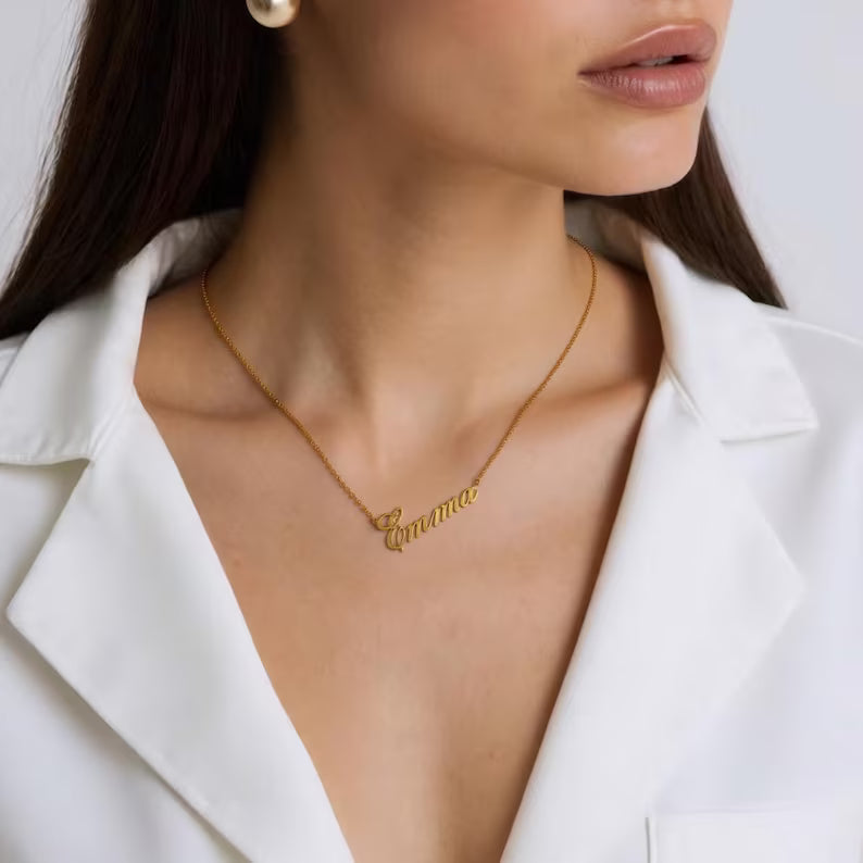 Personalized Name Pendant – Custom Gold Finish Necklace by KRRITRA