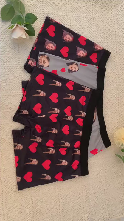 Custom Face Boxers | Personalized Photo Underwear for Men | Funny I LOVE YOU Gift for Boyfriend/Husband