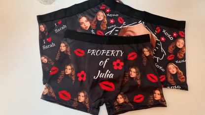 Funny Personalized Face Boxers for Him | Custom Photo Heart Underwear | Anniversary Gift for Husband