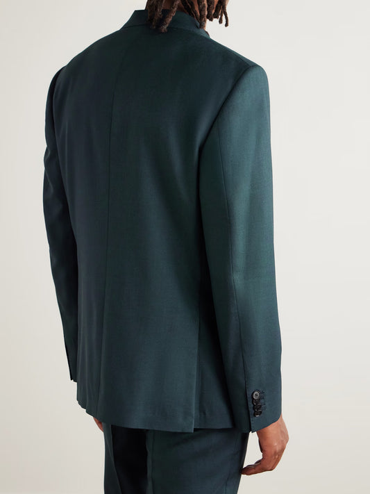 Men's Camel Wool Double-Breasted Suit | Tailored Fit Tan Blazer & Trousers | Business & Wedding Attire