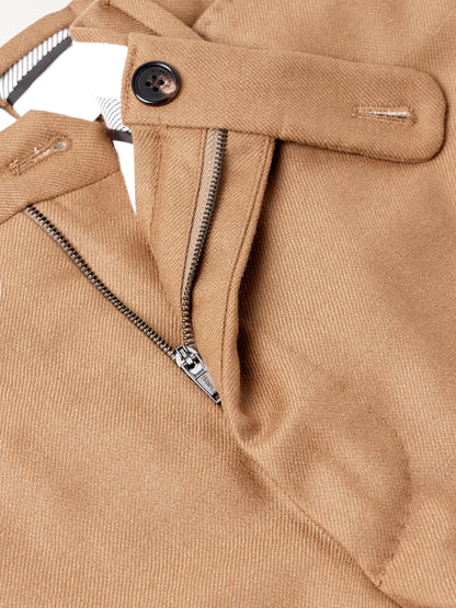 Men's Camel Wool Double-Breasted Suit | Tailored Fit Tan Blazer & Trousers | Business & Wedding Attire