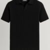 Krritra Black Ribbed Knitted Polo T-Shirt