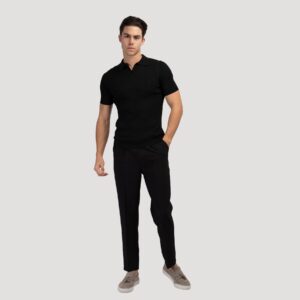 Black Knitted Polo T-Shirt