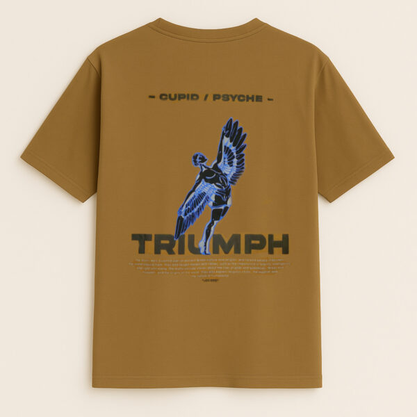 “Cupid / Psyche – Triumph” Graphic Cotton Lycra Tee in Brown | KRITRA