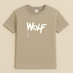 Krritra Beige Wolf Typography T-Shirt – Bold & Minimal Streetwear