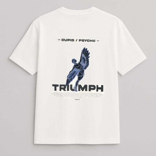 “Cupid / Psyche – Triumph” White Cotton-Lycra Graphic Tee by Krritra