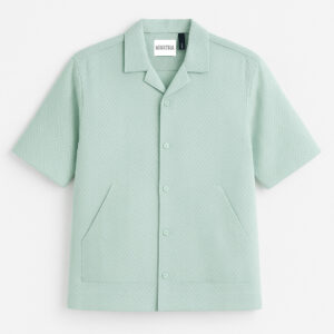 Krritra Men’s Textured Cuban Collar Shirt in Mint Green