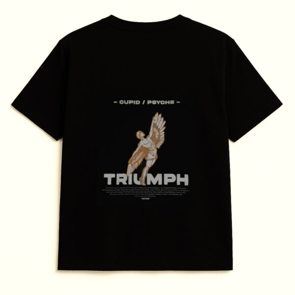 “Cupid / Psyche – Triumph” Graphic Cotton Lycra Tee in Black | KRITRA