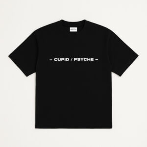 “Cupid / Psyche – Triumph” Graphic Cotton Lycra Tee in Black | KRITRA