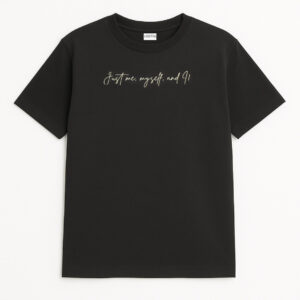 Just Me, Myself & I – Minimalist Dark Grey Graphic Tee for Men | KRRITRA