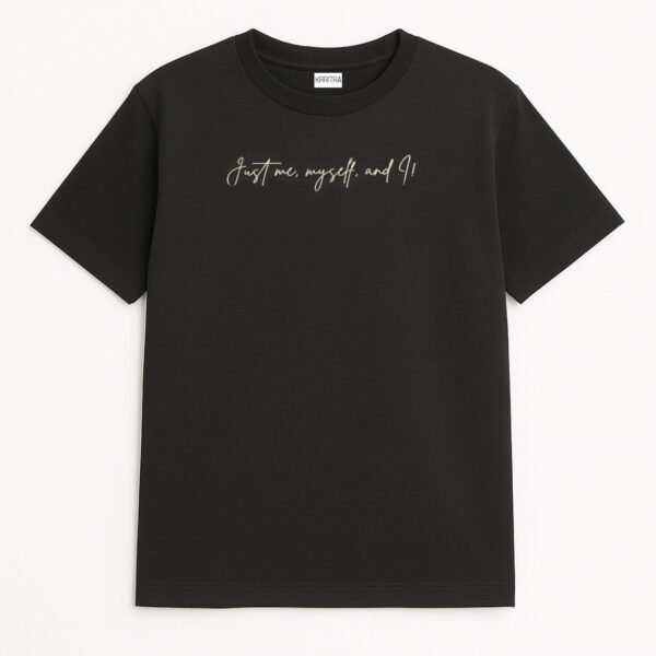 Just Me, Myself & I – Minimalist Dark Grey Graphic Tee for Men | KRRITRA
