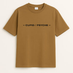“Cupid / Psyche – Triumph” Graphic Cotton Lycra Tee in Brown | KRITRA