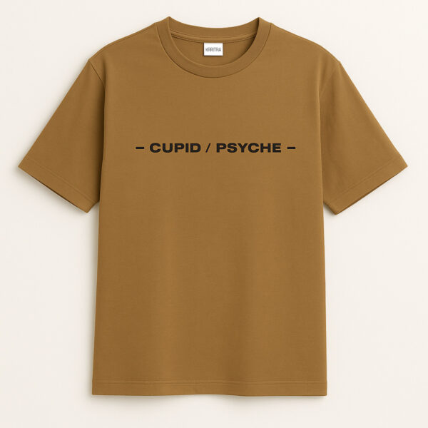 “Cupid / Psyche – Triumph” Graphic Cotton Lycra Tee in Brown | KRITRA