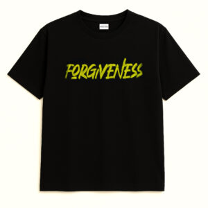 Krritra Forgiveness Neon Text T-Shirt – Minimal & Bold Statement Wear