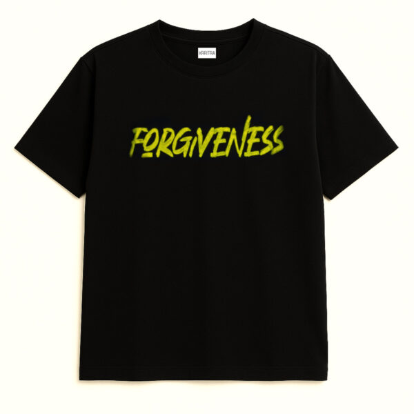 Krritra Forgiveness Neon Text T-Shirt – Minimal & Bold Statement Wear
